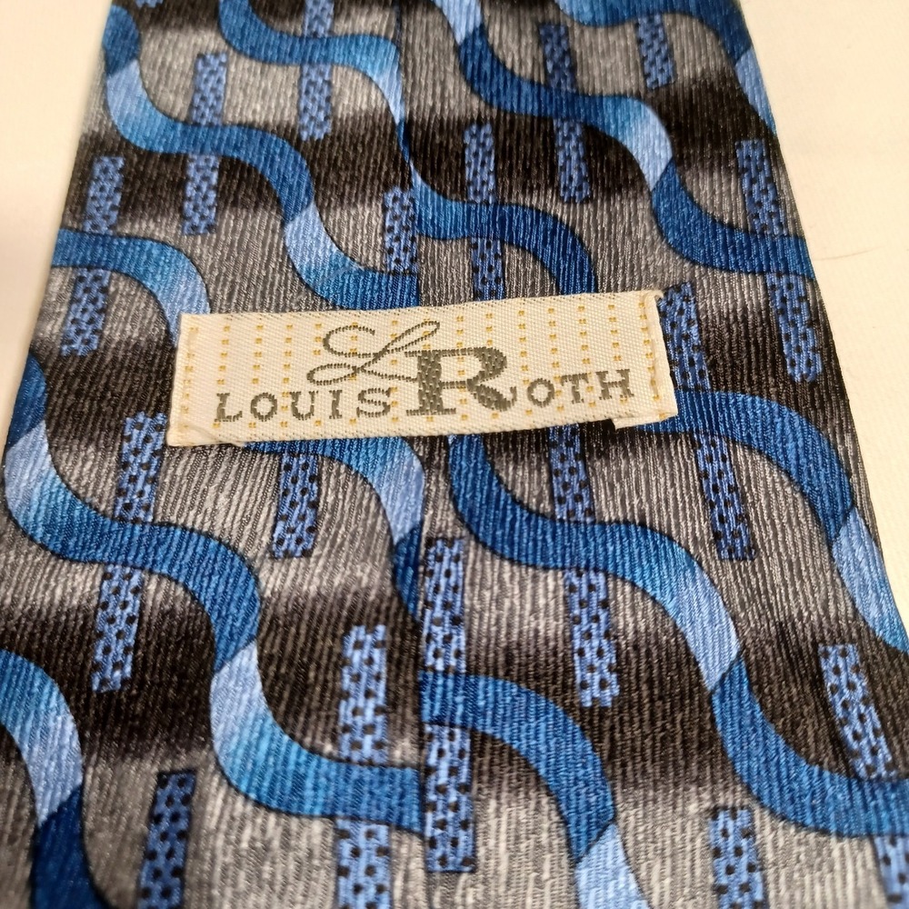 Louis Roth Mens Formal Necktie 62"Lx3.75"W Gray/Blue Neck Tie